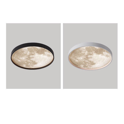 LED Flush Mount Ceiling Light - Nordic Moon Design - Round Fixture for Modern Home Decor & Low Ceilings