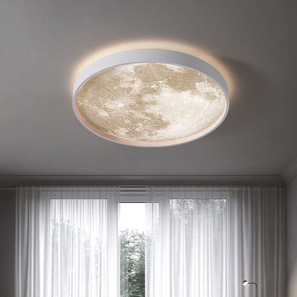 LED Flush Mount Ceiling Light - Nordic Moon Design - Round Fixture for Modern Home Decor & Low Ceilings