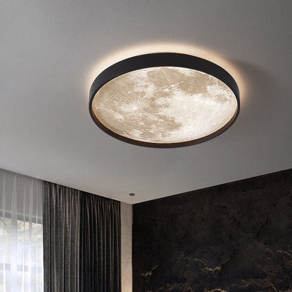 LED Flush Mount Ceiling Light - Nordic Moon Design - Round Fixture for Modern Home Decor & Low Ceilings