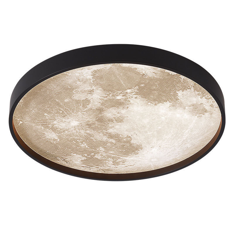 LED Flush Mount Ceiling Light - Nordic Moon Design - Round Fixture for Modern Home Decor & Low Ceilings