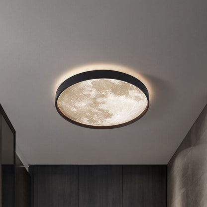 LED Flush Mount Ceiling Light - Nordic Moon Design - Round Fixture for Modern Home Decor & Low Ceilings
