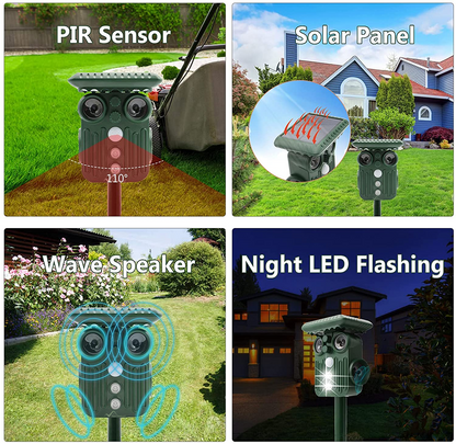 Ultrasonic Solar Deer Repeller | 5 Adjustable Modes, Waterproof & Eco-Friendly for Home Gardens and Yards