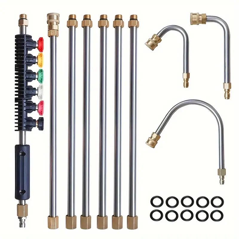 Telescoping High Pressure Washer Wand Set | 4000 PSI, 7 Nozzle Tips & Ideal for Gutter, Roof, and Wall Cleaning