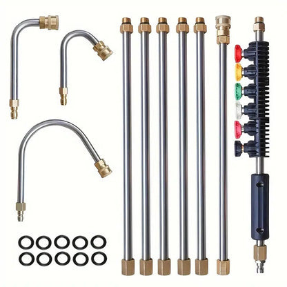 Telescoping High Pressure Washer Wand Set | 4000 PSI, 7 Nozzle Tips & Ideal for Gutter, Roof, and Wall Cleaning