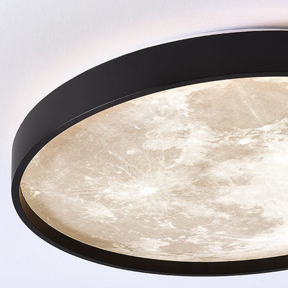 LED Flush Mount Ceiling Light - Nordic Moon Design - Round Fixture for Modern Home Decor & Low Ceilings