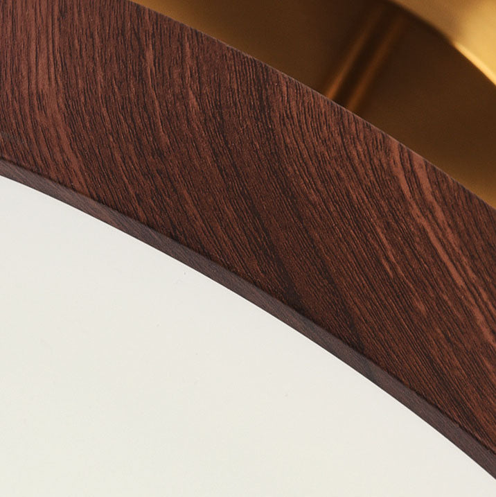 LED Semi-Flush Mount Light with Wood Grain Finish - Japanese Wabi-Sabi Style for Living Room & Hallway