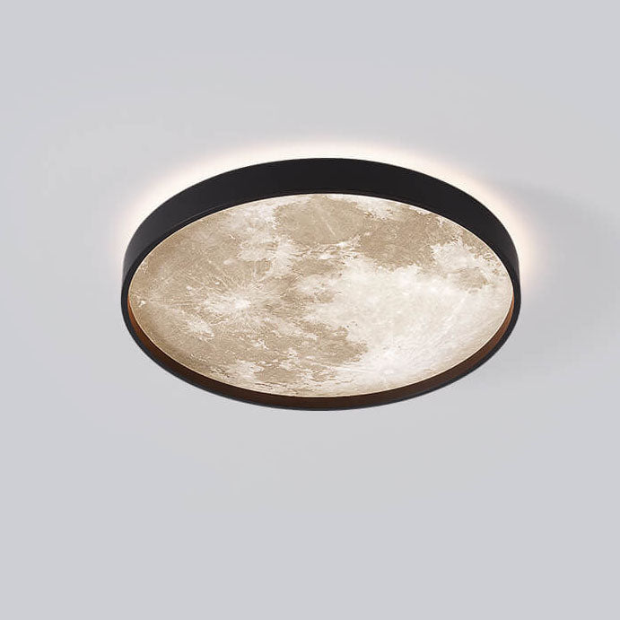 LED Flush Mount Ceiling Light - Nordic Moon Design - Round Fixture for Modern Home Decor & Low Ceilings
