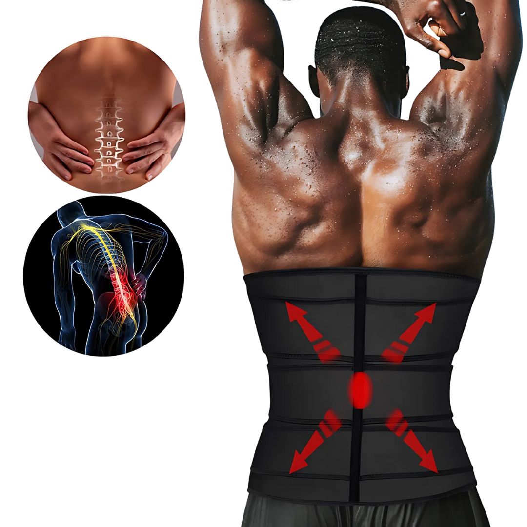 Mens Waist Trainer for Gym & Weight Loss | Triple Compression Fat Burning Sweat Belt | Back Support & Core Trimmer