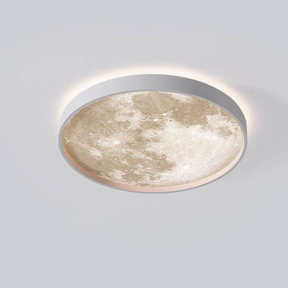 LED Flush Mount Ceiling Light - Nordic Moon Design - Round Fixture for Modern Home Decor & Low Ceilings