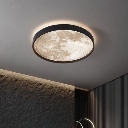 LED Flush Mount Ceiling Light - Nordic Moon Design - Round Fixture for Modern Home Decor & Low Ceilings
