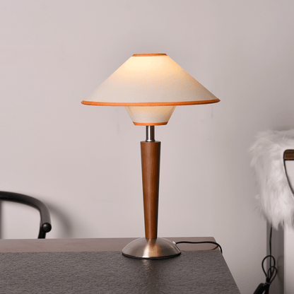 Wooden Table Lamp | Sleek Design with Fabric Shade & Ideal for Indoor Use in Modern Living Spaces