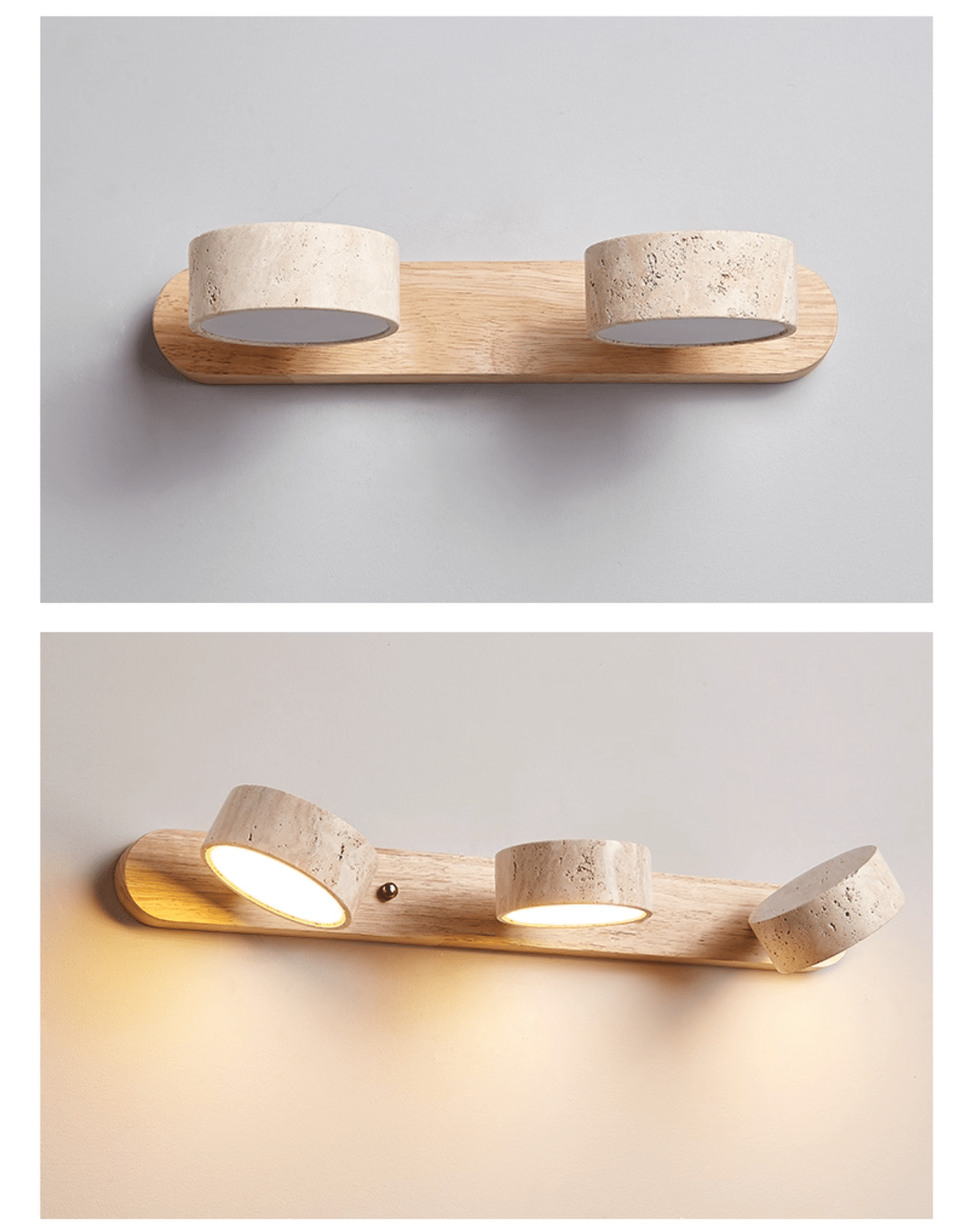 Travertine Duo Wall Light | Dimmable, Dual Light Setup & Ideal for Bedrooms and Living Areas