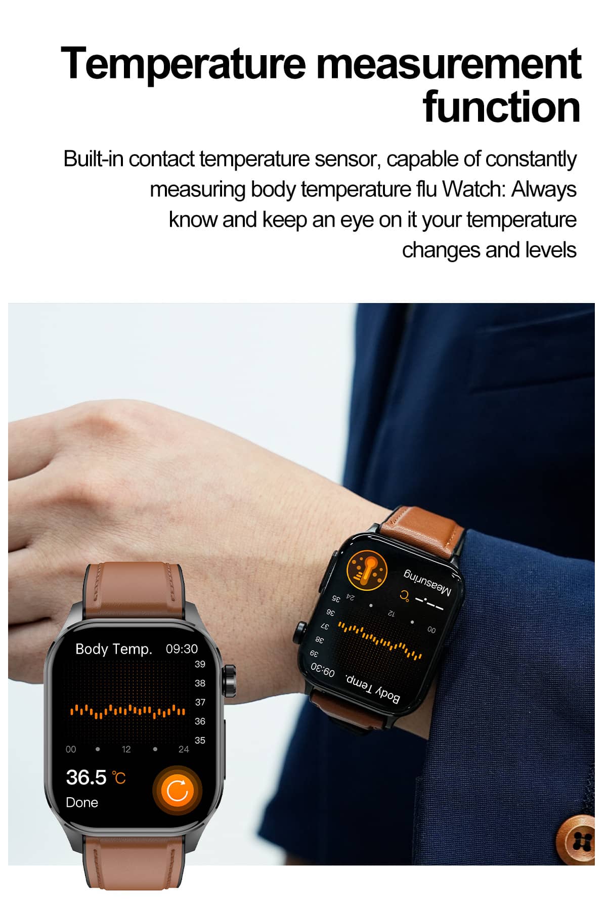 Health Smart Watch with ECG, Blood Pressure & Blood Sugar Monitoring | 24/7 Heart Rate Tracking for Fitness & Health Management