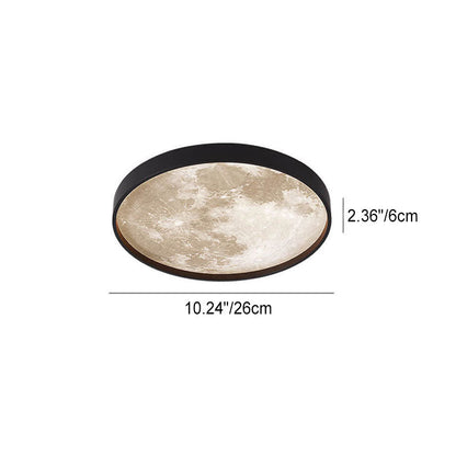 LED Flush Mount Ceiling Light - Nordic Moon Design - Round Fixture for Modern Home Decor & Low Ceilings