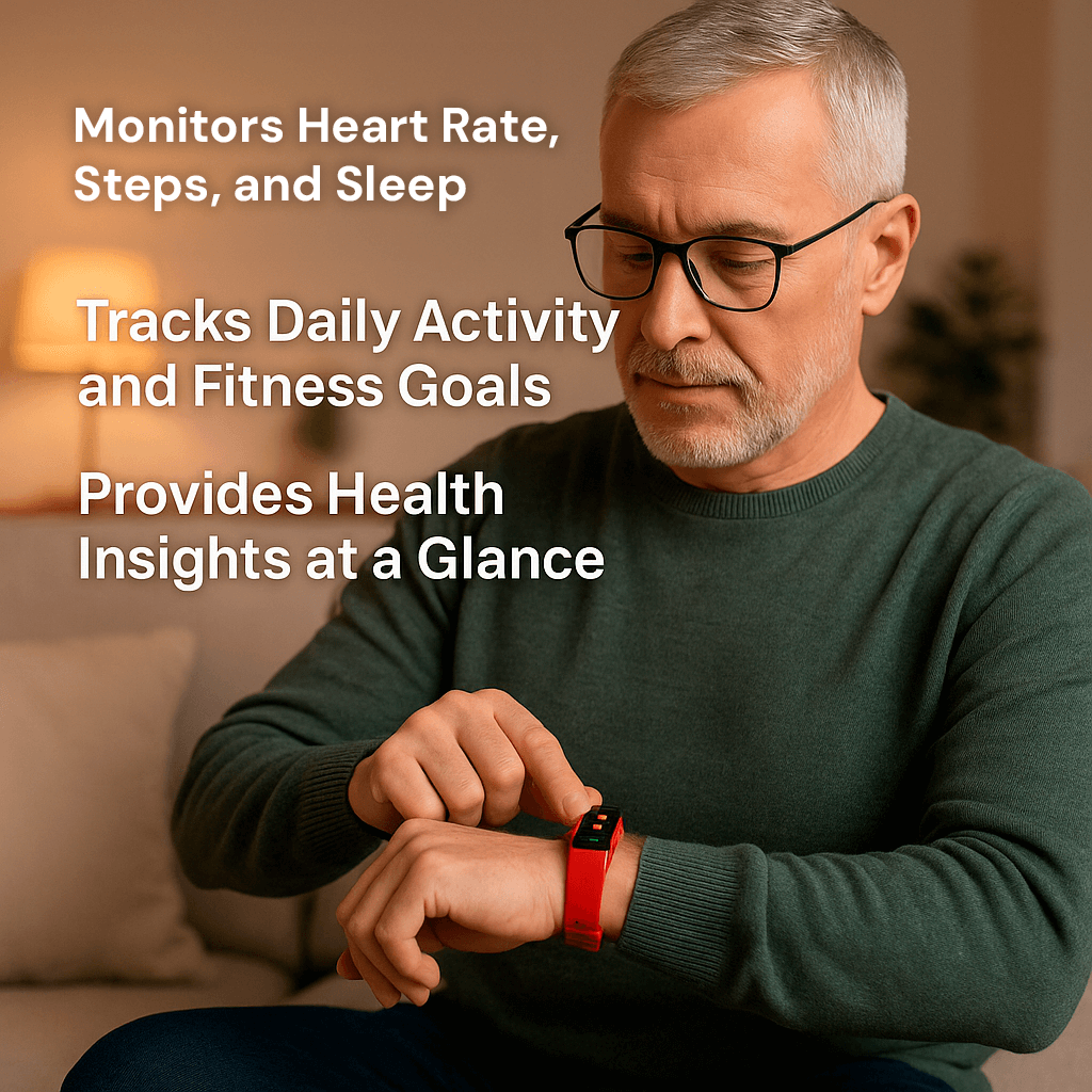 Step Counter Watch for Seniors | Smart Bracelet Easy-to-Read Display, Health Tracking & Long Battery Smartwatch