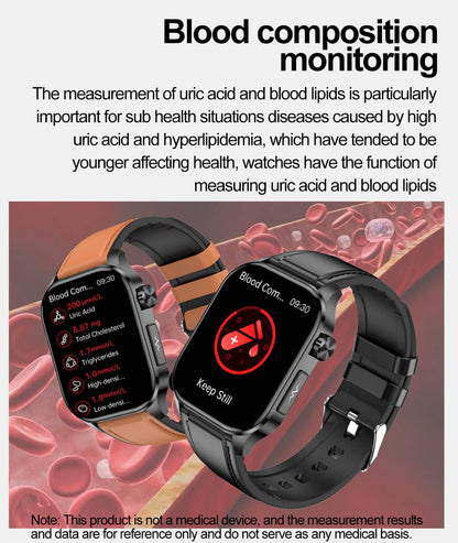 Health Smart Watch with ECG, Blood Pressure & Blood Sugar Monitoring | 24/7 Heart Rate Tracking for Fitness & Health Management