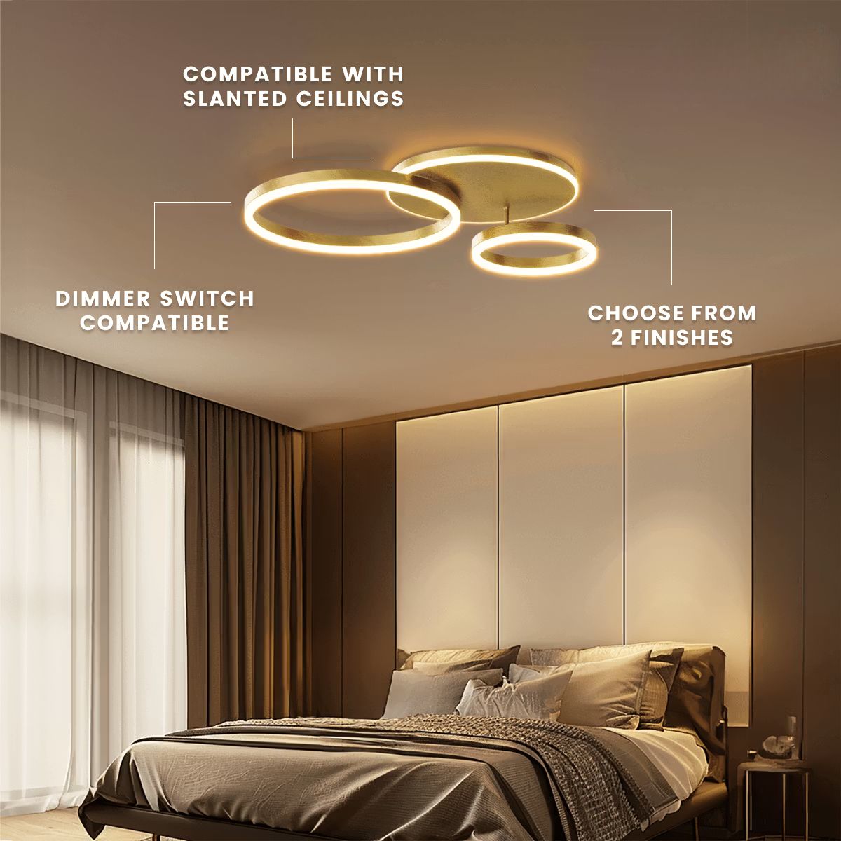 Chic Eelegant Modern Ceiling Light | Gold or Black Finish, 2-6 Circle Ceiling light for Home Decor | House lights indoor
