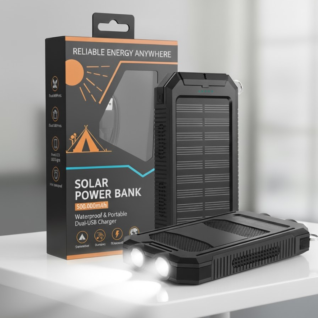 500000mAh Solar Charger Waterproof Power Bank External