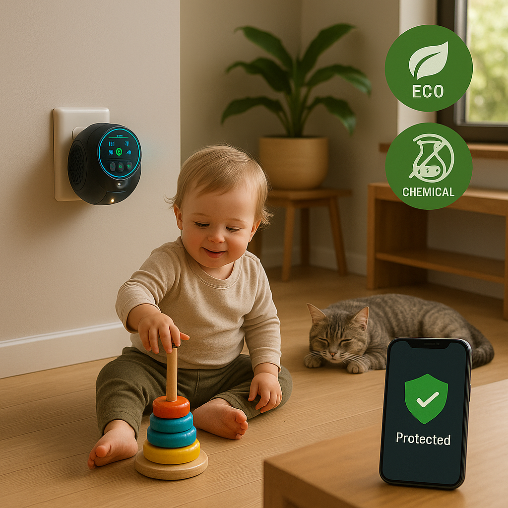 Bee & Wasp Ultrasonic Repellent Device | 360° Electronic Wood Bee Repellent, Plug-In Indoor Bee Zapper & Insect Control Solution