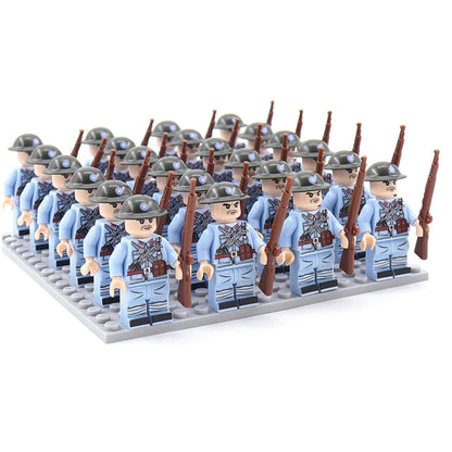 21PCs/set WWII Army Military Building Blocks German France Italy Japan Britain