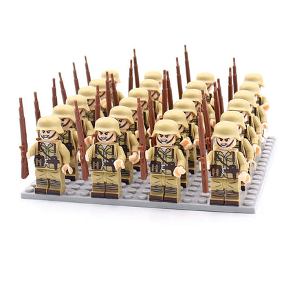 21PCs/set WWII Army Military Building Blocks German France Italy Japan Britain