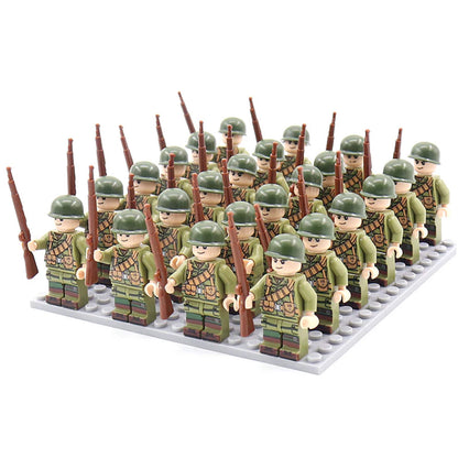 21PCs/set WWII Army Military Building Blocks German France Italy Japan Britain