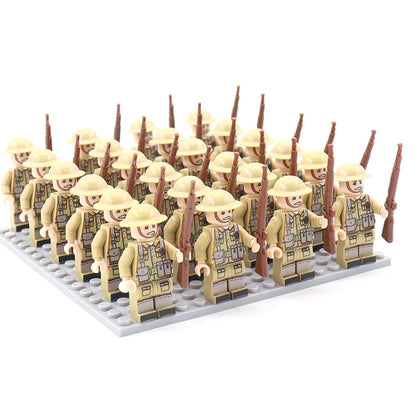 21PCs/set WWII Army Military Building Blocks German France Italy Japan Britain