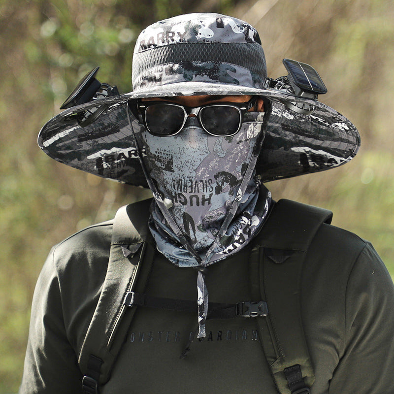 Sun Hat for Men and Women´s with UV Protection | Wide Brim Solar-Powered Fan Hat, USB Rechargeable with 3-Speed Cooling for Outdoor Use