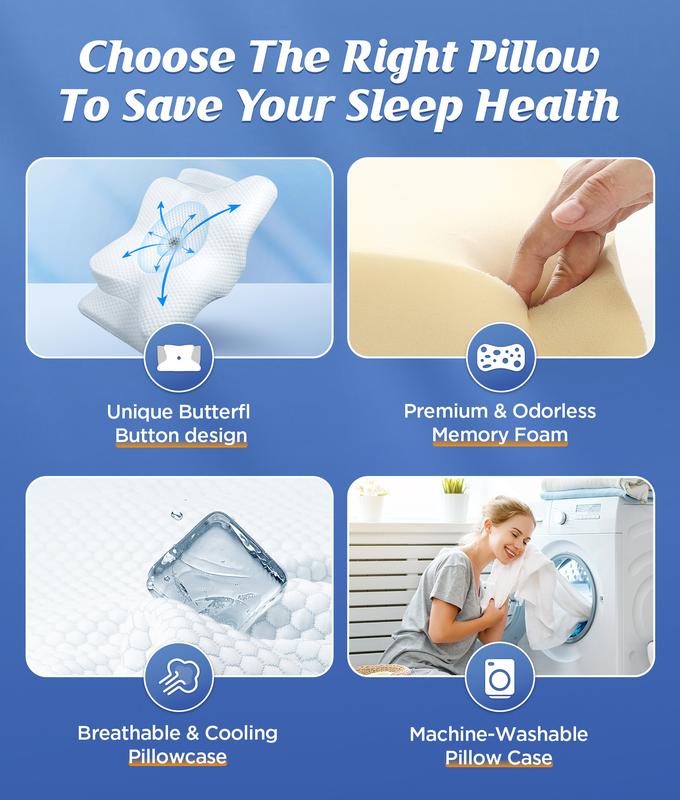 Memory Foam Neck Pillow | Ergonomic Support for Neck Pain Relief & Comfortable Travel