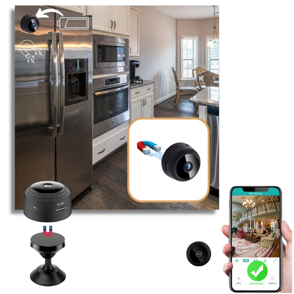 Wireless Surveillance Mini Camera | Full HD, Night Vision & Motion Detection Hidden Camera for Home Security Monitoring