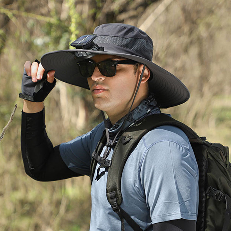 Sun Hat for Men and Women´s with UV Protection | Wide Brim Solar-Powered Fan Hat, USB Rechargeable with 3-Speed Cooling for Outdoor Use