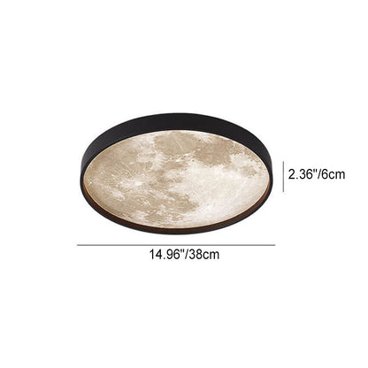 LED Flush Mount Ceiling Light - Nordic Moon Design - Round Fixture for Modern Home Decor & Low Ceilings