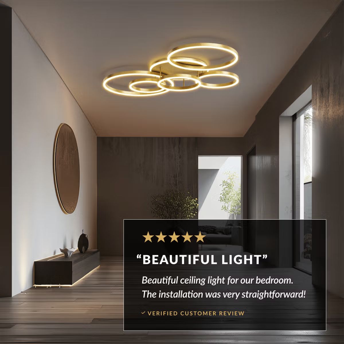 Chic Eelegant Modern Ceiling Light | Gold or Black Finish, 2-6 Circle Ceiling light for Home Decor | House lights indoor