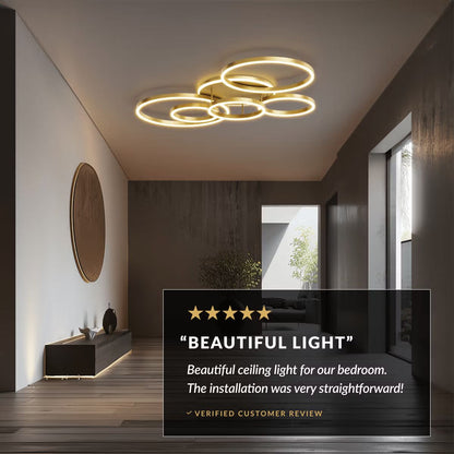 Chic Eelegant Modern Ceiling Light | Gold or Black Finish, 2-6 Circle Ceiling light for Home Decor | House lights indoor