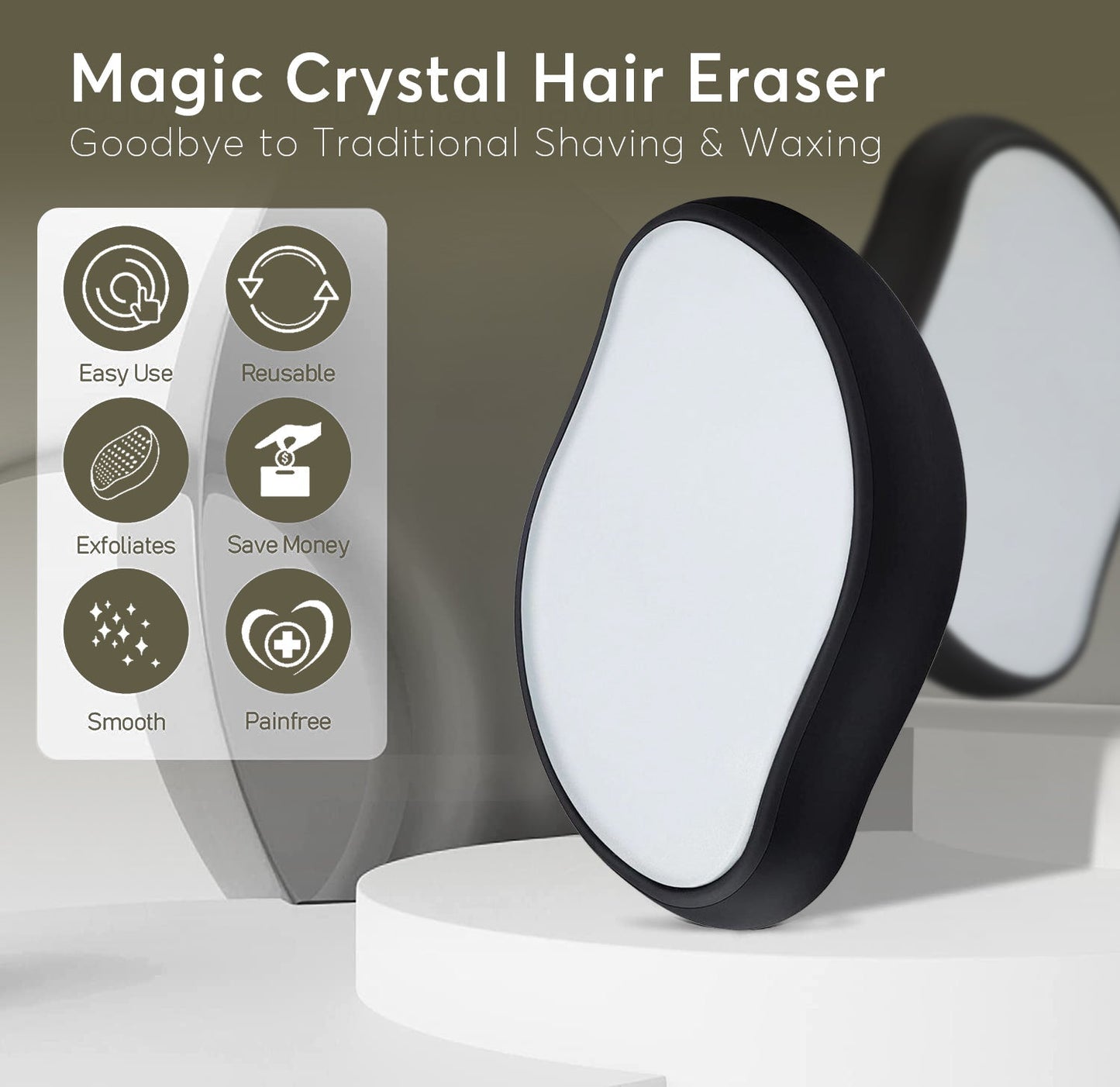 Crystal Hair Eraser | Painless Hair Removal Tool for Face & Body | Gentle Exfoliator | Reusable & Eco-Friendly | SilkEase