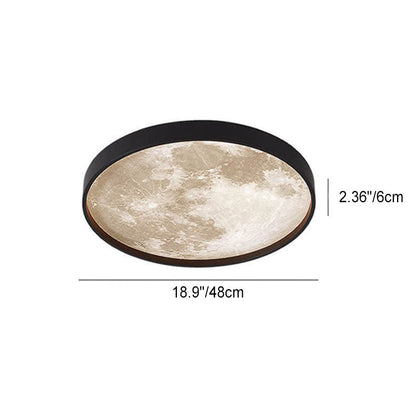 LED Flush Mount Ceiling Light - Nordic Moon Design - Round Fixture for Modern Home Decor & Low Ceilings