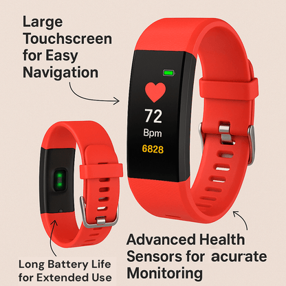 Step Counter Watch for Seniors | Smart Bracelet Easy-to-Read Display, Health Tracking & Long Battery Smartwatch