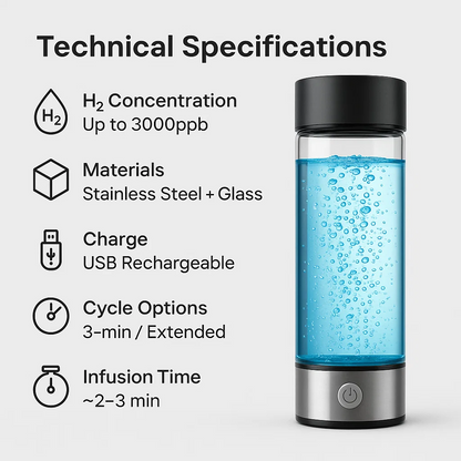 Hydrogen Water Bottle | USB Rechargeable, Anti-Inflammatory & Perfect for Daily Hydration and Wellness