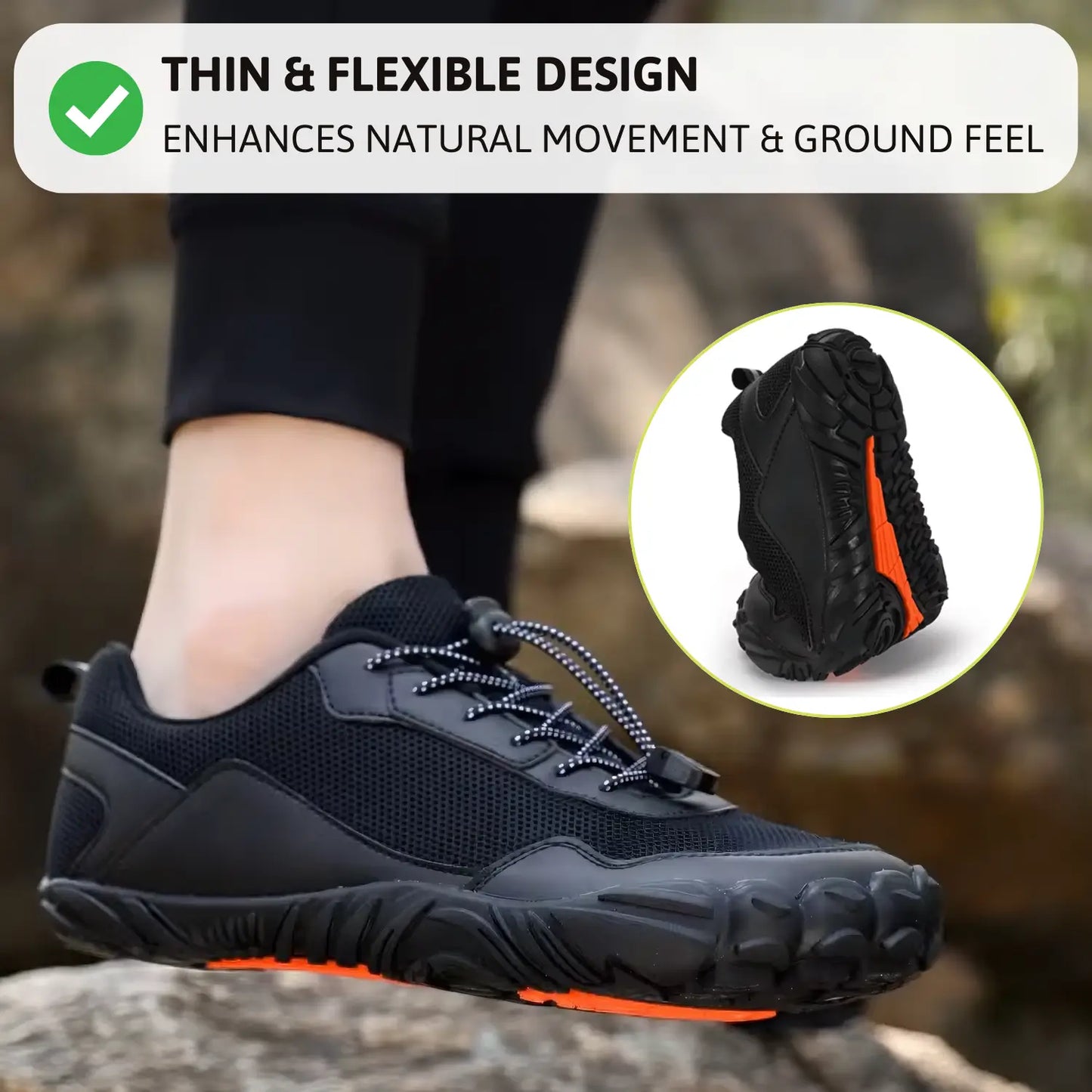 RootWalker™ Unisex Non-Slip Barefoot Hiking Shoes | Flexible, Protective Sole for Everyday Use and Outdoor Adventures