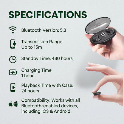 Invisible Wireless Sleep Headphones | Bluetooth 5.3, Noise Cancelling Headphones for Sleeping | Waterproof Sound Cancelling Headphones for Sleep