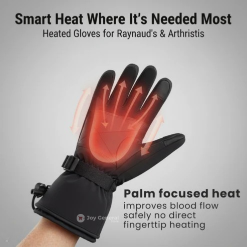 Heated Gloves for Raynaud’s & Arthritis – Rechargeable Waterproof Thermal Gloves with 3 Heat Levels for Pain Relief