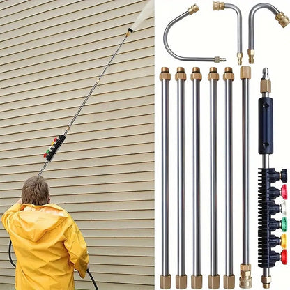 Telescoping High Pressure Washer Wand Set | 4000 PSI, 7 Nozzle Tips & Ideal for Gutter, Roof, and Wall Cleaning