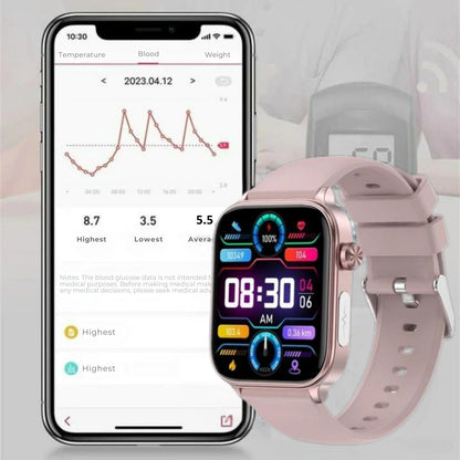 GlucoCare - Non Invasive Blood Glucose Meter SOS Smartwatch | Needle-Free Blood Glucose Monitoring & Fall Detection for Health Tracking and Emergency Assistance