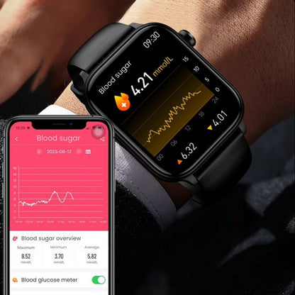 GlucoCare - Non Invasive Blood Glucose Meter SOS Smartwatch | Needle-Free Blood Glucose Monitoring & Fall Detection for Health Tracking and Emergency Assistance