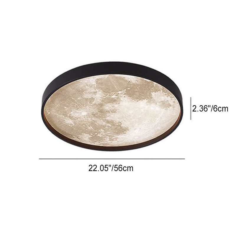 LED Flush Mount Ceiling Light - Nordic Moon Design - Round Fixture for Modern Home Decor & Low Ceilings