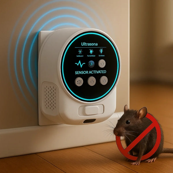 Plug-In Ultrasonic Rat Repellent | 4-Speaker Electronic Rodent Deterrent for Indoor Use – Silent, Chemical-Free & 3200 sq. ft. Coverage