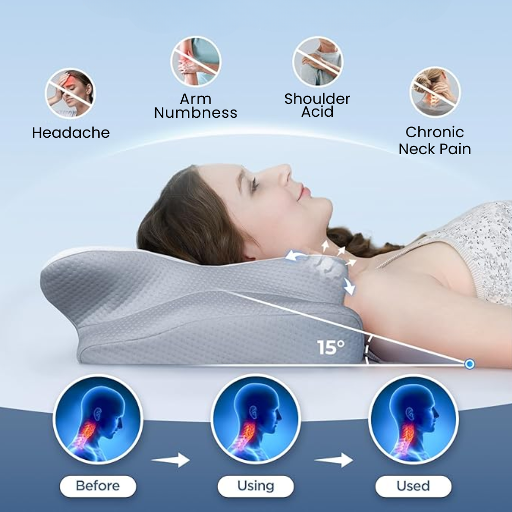 Pillow for Sleep Apnea & Snoring Relief – Ergonomic Memory Foam Anti-Snore Pillow for Better Breathing & Deep Sleep Support