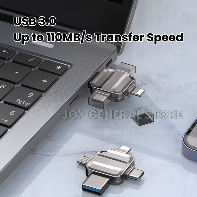 Memory Stick for Photos & Videos 64GB, 128GB, 256GB USB 3.0 Flash Drive with Type-C, Lightning & Micro USB – Best External Storage for iPhone & Android