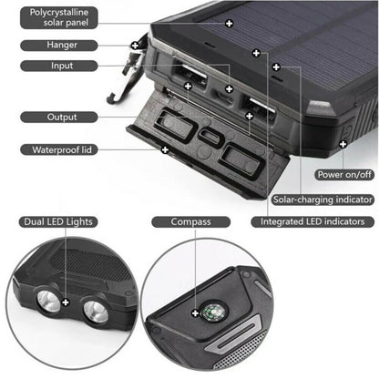 500000mAh Waterproof Solar Power Bank Charger for Outdoor Camping and Emergency Use