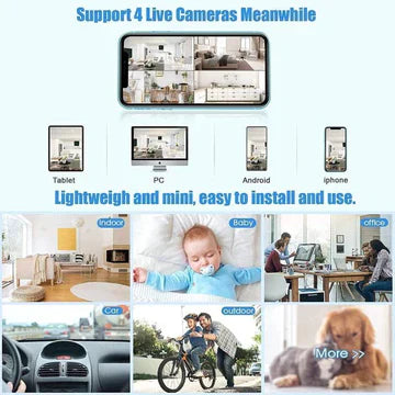 Mini Wireless Magnetic Camera | 1080P HD Video, Two-Way Audio & Night Vision for Home, Office & Nursery Monitoring